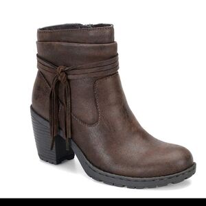 boc Alicudi Brown Heeled Ankle Boots With Fringe Tassel